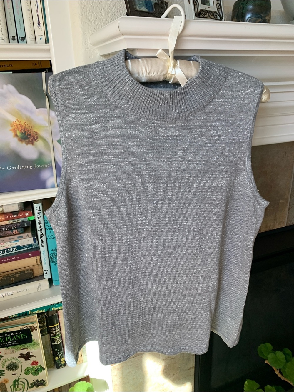 Christopher & Banks Silver Sparkle Crewneck Lightweight Sweater tank top